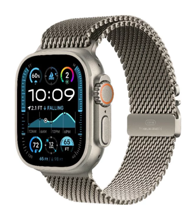 Apple Watch Ultra 2 2024 GPS + Cellular 49mm Natural Titanium Case with Natural Titanium Milanese Loop  S (MX4M3)